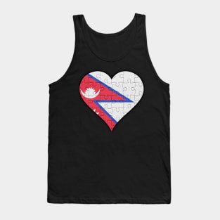 Nepalese Jigsaw Puzzle Heart Design - Gift for Nepalese With Nepal Roots Tank Top